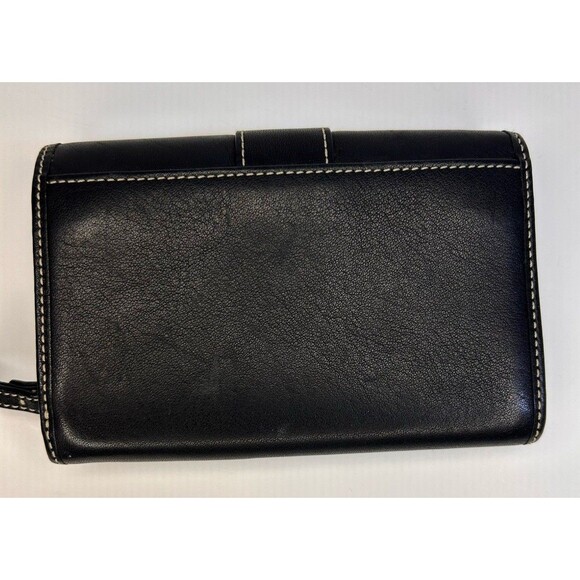 Coach Women's Black Leather Compact Snap/Zipper Clutch Purse Wallet Y2k  Vtg - Picture 5 of 10